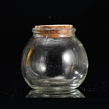 Glass Bead Containers, Wishing Bottles, with Cork, Round, 6.5x6.5cm