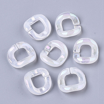 Transparent Acrylic Linking Rings, AB Color Plated, Imitation Gemstone Style, Quick Link Connectors, For Jewelry Curb Chains Making, Twist, Clear AB, 19x19x6mm, Inner Diameter: 10mm