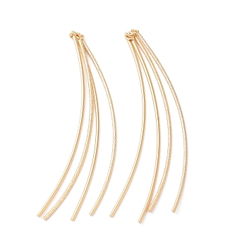 Brass Curved Bars Tassel Big Pendants, Real 18K Gold Plated, 68~69x5x1mm, Hole: 2mm