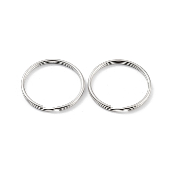 304 Stainless Steel Split Key Rings, Keychain Clasp Findings, 2-Loop Round Ring, Stainless Steel Color, 38x3mm, Single Wire: 1.5mm