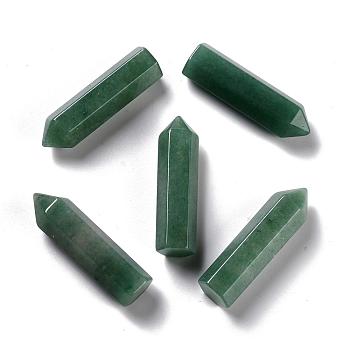 Natural Green Aventurine Pointed Beads, Healing Stones, Reiki Energy Balancing Meditation Therapy Wand, No Hole/Undrilled, For Wire Wrapped Pendant Making, Bullet, 36.5~40x10~11mm