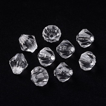 Bicone Shaped Clear Transparent Acrylic Beads, Faceted, 3mm in diameter, hole: 1mm