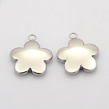 Flower 304 Stainless Steel Pendants, Stainless Steel Color, 22x20x4mm, Hole: 2mm