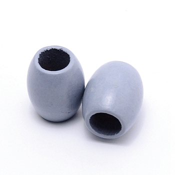 Wooden Beads, Large Hole Beads, Egg Shaped Rugby Wood Beads, Oval, Light Steel Blue, 25x21mm, Hole: 11mm, 100pcs/bag