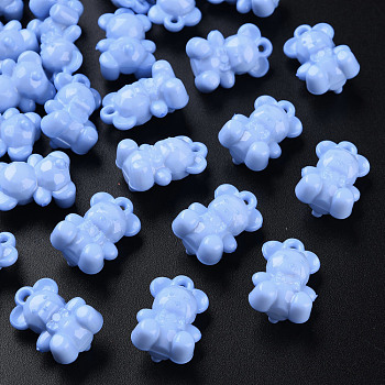 Opaque Acrylic Pendants, Bear, Cornflower Blue, 20x13.5x10.5mm, Hole: 1.4mm, about 400pcs/500g
