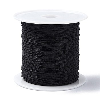 Nylon Chinese Knot Cord, Nylon Jewelry Cord for Jewelry Making, Black, 0.4mm, about 28~30m/roll