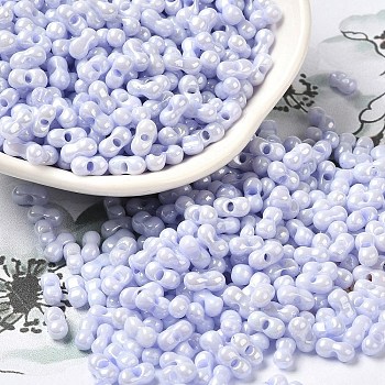 Opaque Colours Luster Glass Seed Beads, Peanut, Lilac, 6x3.5x3mm, Hole: 1mm, about 7258pcs/pound