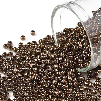TOHO Round Seed Beads, Japanese Seed Beads, (1705) Gilded Marble Brown, 11/0, 2.2mm, Hole: 0.8mm,  about 50000pcs/pound