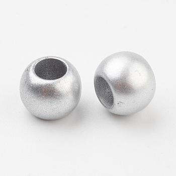 CCB Plastic Beads, Rondelle, Matte Silver, 10x8mm, Hole: 5mm