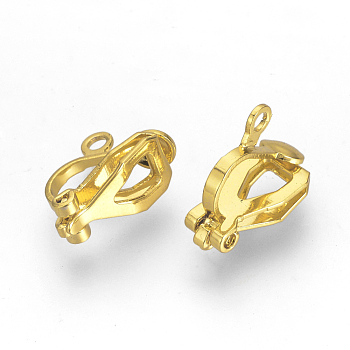 Brass Clip-on Earring Findings, Golden, 12x6x10mm, Hole: 1.5mm