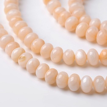Dyed Natural Freshwater Shell Rondelle Bead Strands, Sandy Brown, 6x4mm, Hole: 1mm, about 91pcs/strand, 15.6 inch