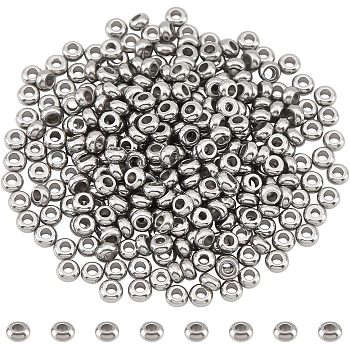 202 Stainless Steel Beads, Rondelle, Stainless Steel Color, 4x2mm, Hole: 1.8mm, 300pcs/box