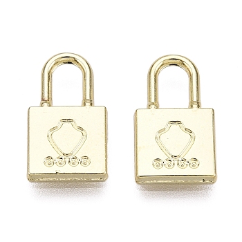 Rack Plating Alloy Pendants, Cadmium Free & Nickel Free & Lead Free, Lock, Light Gold, 14x8.5x2mm, Hole: 5x3mm