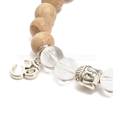 Aum/Om Symbol & Buddha Alloy Charm Bracelet for Teen Girl Women(BJEW-JB07726)-4