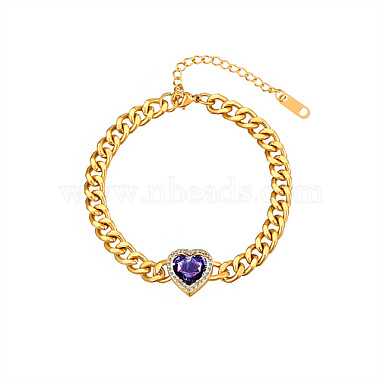 Dark Violet Heart Cubic Zirconia Bracelets