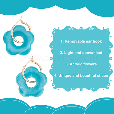 6 Pairs 6 Colors Cute Acrylic Flower Dangle Hoop Earrings(EJEW-AN0003-47)-3