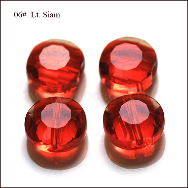 6mm Red Flat Round Glass Beads