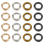 24Pcs 4 Colors Alloy Spring Gate Rings, Ring, Mixed Color, 17.5x3.5~4mm, 6pcs/color(FIND-HS0001-26A)