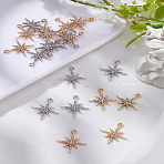 20Pcs 2 Colors Rack Plating Alloy Pendants, with Rhinestone, Star, Mixed Color, 20.5x18x2mm, Hole: 1.6mm, 10pcs/color(FIND-LP0005-89)