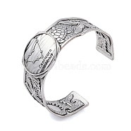 Constellation Alloy Open Cuff Bangles for Women Men, Antique Silver, Capricorn, Inner Diameter: 2-1/2 inch(6.2cm), 20~31mm(BJEW-C064-01AS-01)