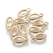 304 Stainless Steel Charms, Stamping Blank Tag, Oval, Golden, 12.5x6.5x1.5mm, Hole: 1.6mm(STAS-L233-055G)