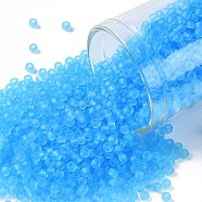 TOHO Round Seed Beads, Japanese Seed Beads, (3F) Transparent Frost Aquamarine, 11/0, 2.2mm, Hole: 0.8mm, about 5555pcs/50g(SEED-XTR11-0003F)