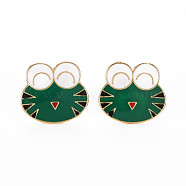 Frog Enamel Pin, Animal Alloy Brooch for Backpack Clothes, Cadmium Free & Lead Free, Light Gold, Sea Green, 18x20x12mm, Pin: 1mm(PALLOY-S132-291)