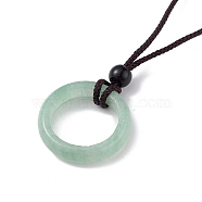 Natural Green Aventurine Ring Pendant Necklace with Nylon Cord for Women, 27.95 inch(71cm)(NJEW-F306-02D)