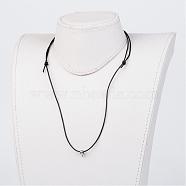 Cowhide Leather Cord Necklace Making, with Stainless Steel Beads, Black, 19.6 inch~29.9 inch(NJEW-JN01692)