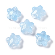 Baking Paint Glass Beads, Star, Light Sky Blue, 11.5x12x6.5mm, Hole: 1.2mm(GLAA-S202-10B)