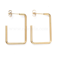 201 Stainless Steel Stud Earrings, with Ear Nuts and 304 Stainless Steel Pins, Rectangle, Golden, 30.5x20.5x2mm, Pin: 0.8mm(EJEW-I245-18E)