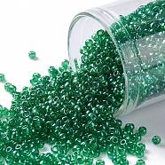 TOHO Round Seed Beads, Japanese Seed Beads, (108B) Transparent Mint Green Luster, 11/0, 2.2mm, Hole: 0.8mm, about 1110pcs/10g(X-SEED-TR11-0108B)