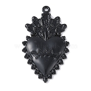 Rack Plating Alloy Enamel Pendants, Cadmium Free & Nickel Free & Lead Free, Heart Charms, Black, 29.5x23x3.5mm, Hole: 1.6mm(PALLOY-F018-30EB-01)