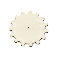 Gear Unfinish Wooden Pieces, for Crafts DIY Painting Supplies, Linen, 7.4x0.25cm, Hole: 3mm(WOOD-WH0025-12)