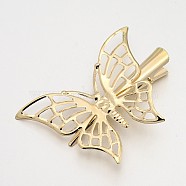 Iron Filigree Butterfly Alligator Hair Clip Findings, Light Gold, 56mm, Butterfly Tray: 48x60mm(PHAR-P001-03)