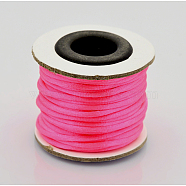 Macrame Rattail Chinese Knot Making Cords Round Nylon Braided String Threads, Satin Cord, Hot Pink, 2mm, about 10.93 yards(10m)/roll(NWIR-O002-03)