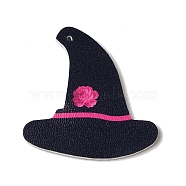 Halloween Imitation Leather Pendants, Hat, 47x45x2mm, Hole: 1.6mm(FIND-K017-02C-01)