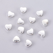 Alloy Beads, Cadmium Free & Nickel Free & Lead Free, Heart, Silver, 6x5x3mm, Hole: 1mm(X-PALLOY-6122-S-NR)