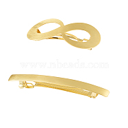 Brass Filigree Hair Barrette, Rectangle & Infinity, Matte Gold Color, 2pcs/box(PHAR-SZ0001-01MG)
