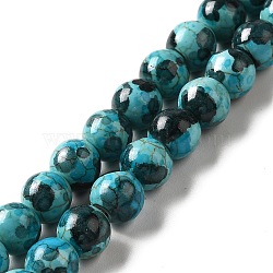 Synthetic Turquoise Dyed Beads Strands, Round, Dark Turquoise, 7~8x7~8mm, Hole: 1mm, about 50pcs/strand, 14.29~14.65''(36.3~37.2cm)(G-E594-24E)