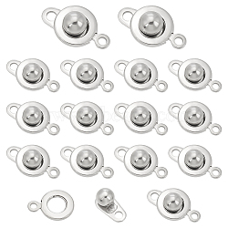 304 Stainless Steel Snap Clasps, Stainless Steel Color, 15.5x10x5mm, Hole: 1.5mm, 20pcs/box(STAS-UN0009-06P)