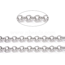 304 Stainless Steel Rolo Chains, with Spool, for Jewelry Making, Unwelded, Stainless Steel Color, 12x2mm, about 16.4 Feet(5m)/roll(CHS-H013-07P-A)