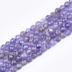Natural Amethyst Beads Strands, Faceted, Round, 4mm, Hole: 0.8mm, about 102pcs/strand, 15.3 inch(X-G-T108-35)