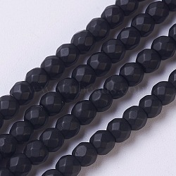 Synthetic Black Stone Beads Strands, Dyed, Faceted, Frosted, Round, Black, 4mm(X-G-C059-4mm-1)