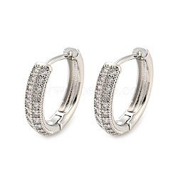 Brass with Cubic Zirconia Hoop Earrings, Ring, Platinum, 15.5x3.5mm(EJEW-G363-15P)