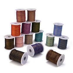Round String Thread Polyester Cords, with Gold Wire, Mixed Color, 2.5mm, about 21.87 yards(20m)/roll(OCOR-F012-A)