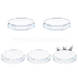 Fingerinspire K9 Glass Eyelash Extension Pads, Grafting Eyelashes Tools, Flat Round & Hexagon, Clear, 5pcs/set(MRMJ-FG0001-08)