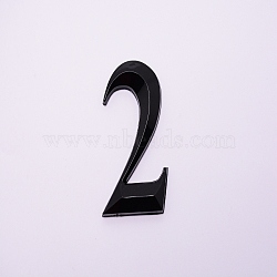 Plastic & PVC Number Sign Labels, Black, Num.2, 2: 49.5x31x8mm(KY-WH0023-A02-03)