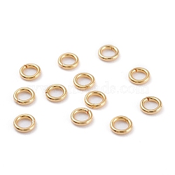 304 Stainless Steel Jump Rings, Close but Unsoldered, Real 18K Gold Plated, 21 Gauge, 5x0.7mm, Inner Diameter: 3.6mm(X-STAS-R060-5x0.7)