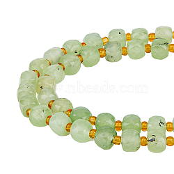 1 Strand Natural Prehnite Beads Strands, with Glass Seed Beads, Faceted, Cube, 5~5.5x5~5.5x5~5.5mm, Hole: 1.2mm, about 15.35''(39cm)(AJEW-FH0003-68)